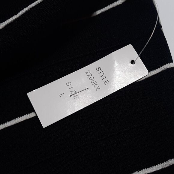 J.A.C. Black/White Striped Tank Womens Large L Ribbed Knit Top Shirt Summer - Picture 6 of 10